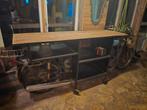 Unieke motortafel / sidetable voor mancave of BBQ, Gebruikt, 100 tot 150 cm, Overige materialen, Ophalen of Verzenden