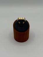 14k gouden dunne zegelring met witgoud detail, 19 tot 20, Ophalen of Verzenden, Zo goed als nieuw, Dame of Heer