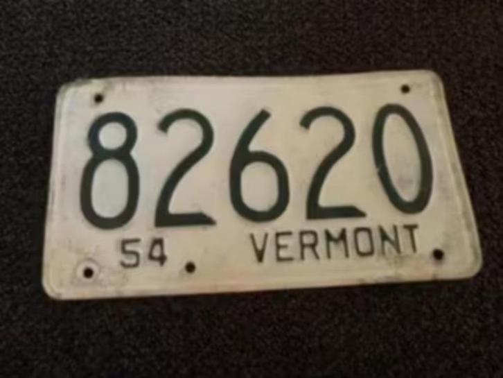 Kentekenplaat licenseplate Vermont 1954 USA, Verzamelen, Automerken, Motoren en Formule 1, Gebruikt, Auto's, Verzenden