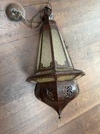 Oosterse hanglamp met glas en metaal, Gebruikt, 50 tot 75 cm, Ophalen of Verzenden, Glas