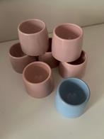 7 retro platic vintage roze servies eierdopjes Engels, Ophalen of Verzenden