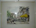 tekening Herbelot in lijst 'Çhamps Elysees', Antiek en Kunst, Ophalen of Verzenden