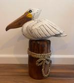 Handgemaakte houten pelikaan op post - MIDDEL +/- 45cm, Antiek en Kunst, Ophalen of Verzenden