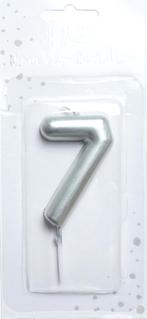 Nummer Kaars - Zilver 7 - 6cm, Ophalen of Verzenden, Nieuw, Versiering, Overige