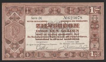1 gld zilverbon 1938 DL 623078 mooi exemplaar beschikbaar voor biedingen