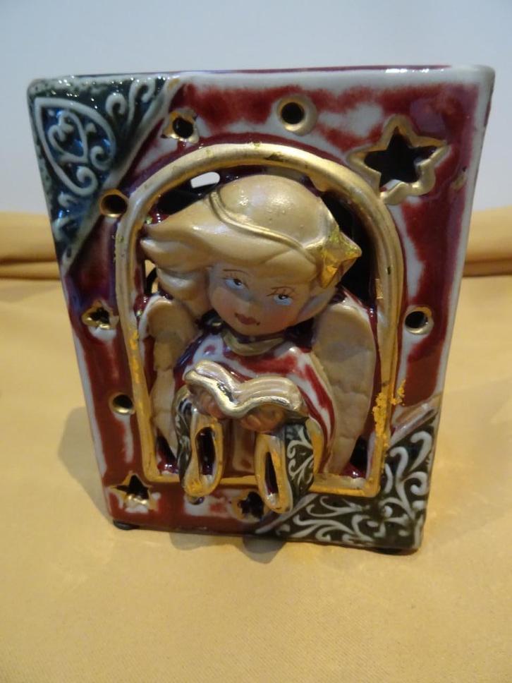 Porselein engel in boek + licht verlichting engeltje Kerst, Diversen, Kerst, Zo goed als nieuw, Ophalen of Verzenden