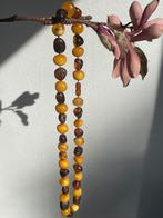 Oude vintageketting met echte natuurlijke eggyolkbarnstenen, Ophalen of Verzenden, Zo goed als nieuw, Steen of Mineraal
