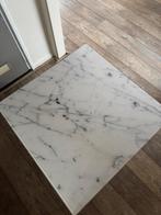 Salon tafel wit grijs marmer met goud, Ophalen, Overige materialen, 50 tot 100 cm, 50 tot 100 cm