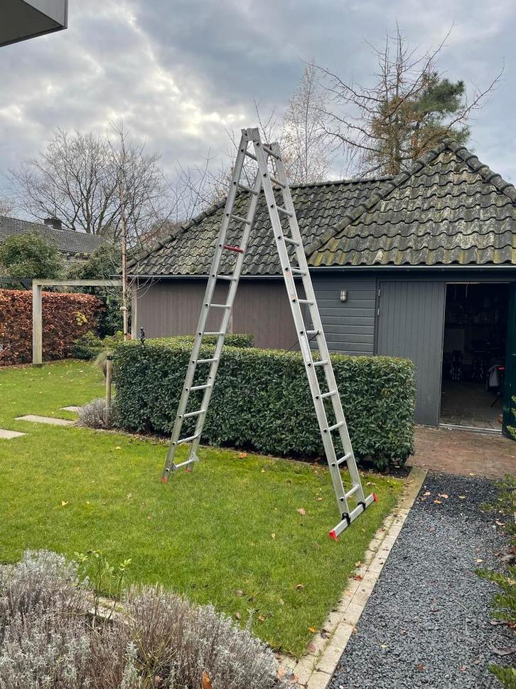 Altrex ladder 2x12 sporten - 6,07m - Vrijstaand, Doe-het-zelf en Verbouw, Ladders en Trappen, Gebruikt, Ladder, 4 meter of meer
