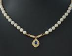 Akoya parel ketting diamant robijn saffier 18k gouden hanger, Sieraden, Tassen en Uiterlijk, Kettingen, Voordeelsieraden, Ophalen of Verzenden