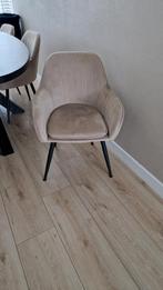 5 Beige eetkamerstoelen met armleuning, Ophalen, Gebruikt, Bruin, Metaal
