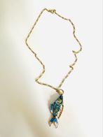 Vintage smalle goudkleurige figaro ketting en vishanger, Ophalen of Verzenden, Zo goed als nieuw, Goud, Overige materialen