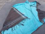 ZGAN. HEMA hamam strandlaken ca 160 x 95, blauw / grijs, Ophalen of Verzenden, Zo goed als nieuw, Blauw, Handdoek