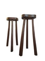 Prachtige Unieke vintage brutalist design tripot barkrukken, Huis en Inrichting, Barkrukken, Ophalen, Gebruikt, 60 tot 90 cm, Hout