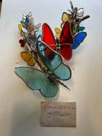 Glas in lood vlinders op houten tak, Ophalen of Verzenden, Nieuw