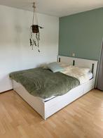 IKEA SONGESAND 160x200cm 2 lades + lattenbodem + matras, Ophalen, Wit, Tweepersoons, Zo goed als nieuw