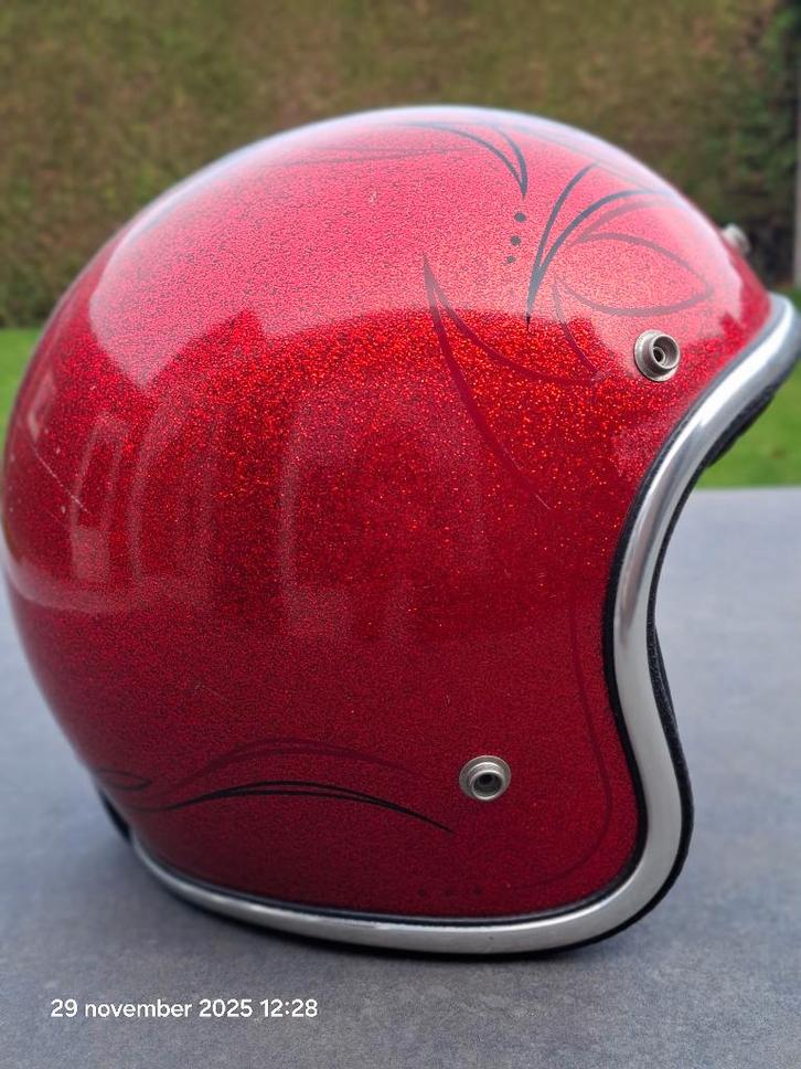 Gave Arthur Fulmer metalflake pinstripe helm, Motoren, Kleding | Motorhelmen, Jethelm, S, Overige merken, Tweedehands, Ophalen of Verzenden