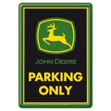 John Deer Parking Only.  Metalen Postcard 10 x 14 cm. beschikbaar voor biedingen