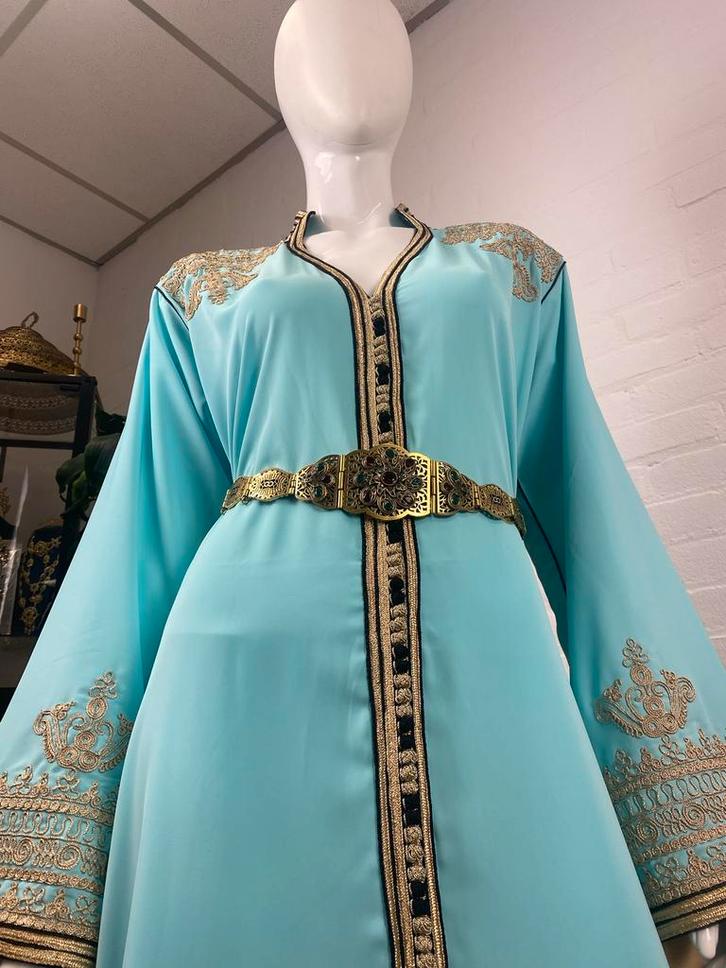 Blauwe Marokkaanse Takchita, Kleding | Dames, Jurken, Nieuw, Maat 38/40 (M), Blauw, Onder de knie, Ophalen