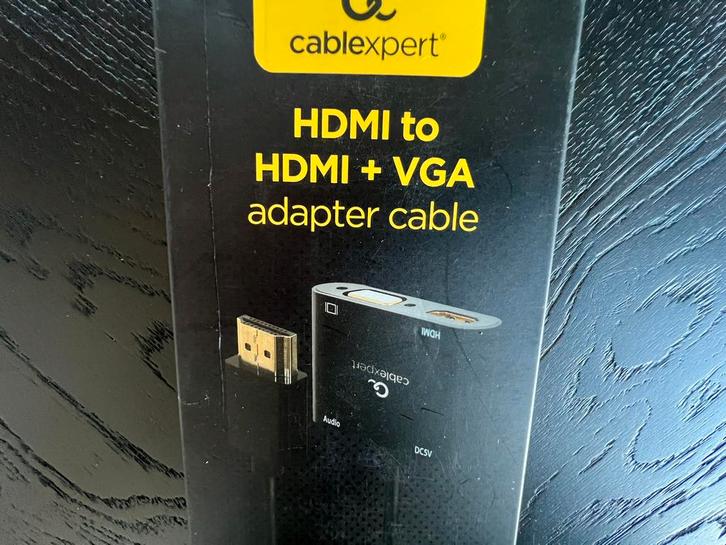 2-IN-1 HDMI NAAR VGA + HDMI ADAPTER KABEL MET AUDIO NIEUW, Computers en Software, Pc- en Netwerkkabels, Zo goed als nieuw, Ophalen of Verzenden