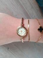 Nieuwe goudkleurige dames horloge armband model, Overige merken, Staal, Staal, Polshorloge