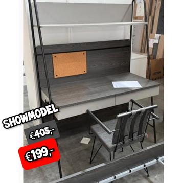 SHOWMODEL Bureau Arwen : 124x60x171 cm (bxdxh) zwart/antraci beschikbaar voor biedingen