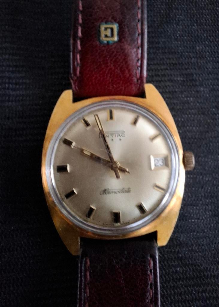 Vintage Pontiac Memodate Horloge - Jaren 60 -, Sieraden, Tassen en Uiterlijk, Horloges | Antiek, Polshorloge, Overige merken, Overige materialen