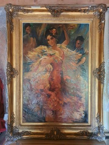 Flamenco Danseres met Muzikanten - Olieverf beschikbaar voor biedingen