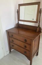 Antieke kaptafel met in facet geslepen spiegel, Gebruikt, 100 tot 150 cm, 50 tot 100 cm, Hout