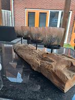 Leuke boomstam kandelaar voor 4 kaarsen, Gebruikt, Bruin, Ophalen of Verzenden, Hout