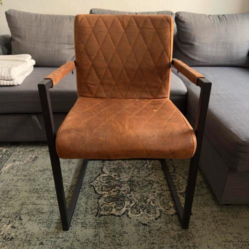 Industriële Eetkamerstoel Cognac Diamond Eco-Leer, Huis en Inrichting, Stoelen, Gebruikt, Eén, Leer, Metaal, Bruin, Ophalen
