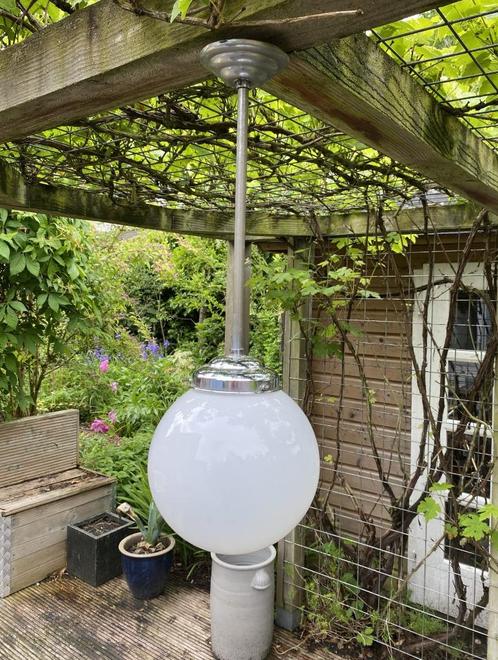 Leuke Oude Schoollamp ( vintage retro midcentury design ), Huis en Inrichting, Lampen | Hanglampen, Gebruikt, 50 tot 75 cm, Glas