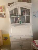 Mooi dressoir, met klep, glazen deurtjes, lades Wit / blauw, Huis en Inrichting, Kasten | Buffetkasten, Ophalen, 100 tot 150 cm