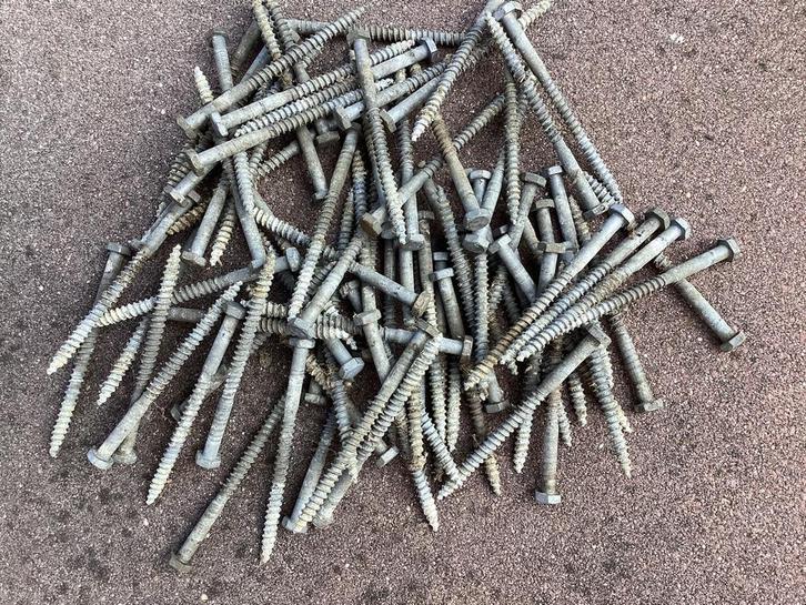 84 houtdraadbouten thermisch verzinkt 120mm lang, schroeven, Doe-het-zelf en Verbouw, IJzerwaren en Bevestigingsmiddelen, Nieuw