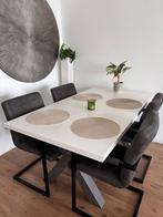 Eettafel wit 160x80 + 4 stoelen, Huis en Inrichting, Tafels | Eettafels, Ophalen, Gebruikt, 50 tot 100 cm, 150 tot 200 cm