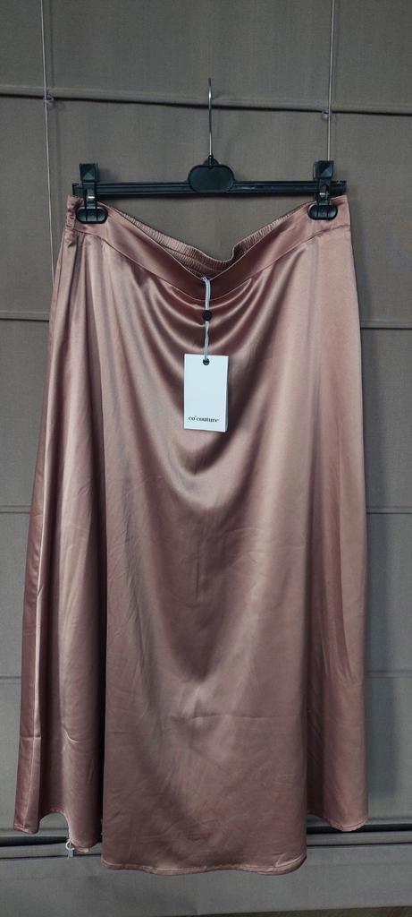 Nieuwe satijnen rok van Co'Couture. Maat XL., Kleding | Dames, Rokken, Nieuw, Maat 46/48 (XL) of groter, Bruin, Onder de knie