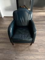 Leren stoel donkerblauw, Ophalen, Zo goed als nieuw, 50 tot 75 cm, Leer