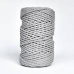 5 mm 3-ply twisted macrame touw Aluminium grijs 500 gr katoe, Nieuw, Ophalen of Verzenden