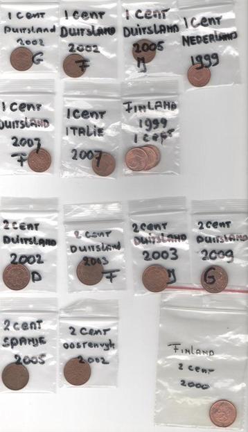 Euro cent, twee cent en vijf cent munten	 beschikbaar voor biedingen