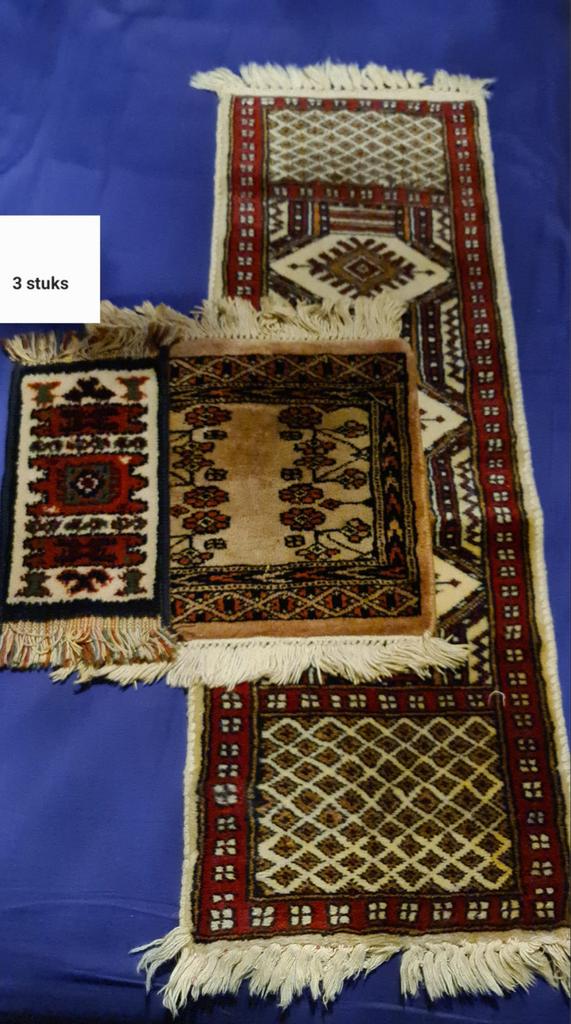 Drie vintage Perzische tapijten/loper en kleedjes, Ophalen of Verzenden, Rechthoekig, 200 cm of meer, Minder dan 50 cm