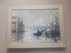 Mooi schilderij van haven,, Antiek en Kunst, Ophalen of Verzenden