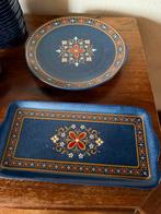 Vintage Blauw Servies met Bloemmotief, Gebruikt, Ophalen of Verzenden, Overige stijlen, Aardewerk