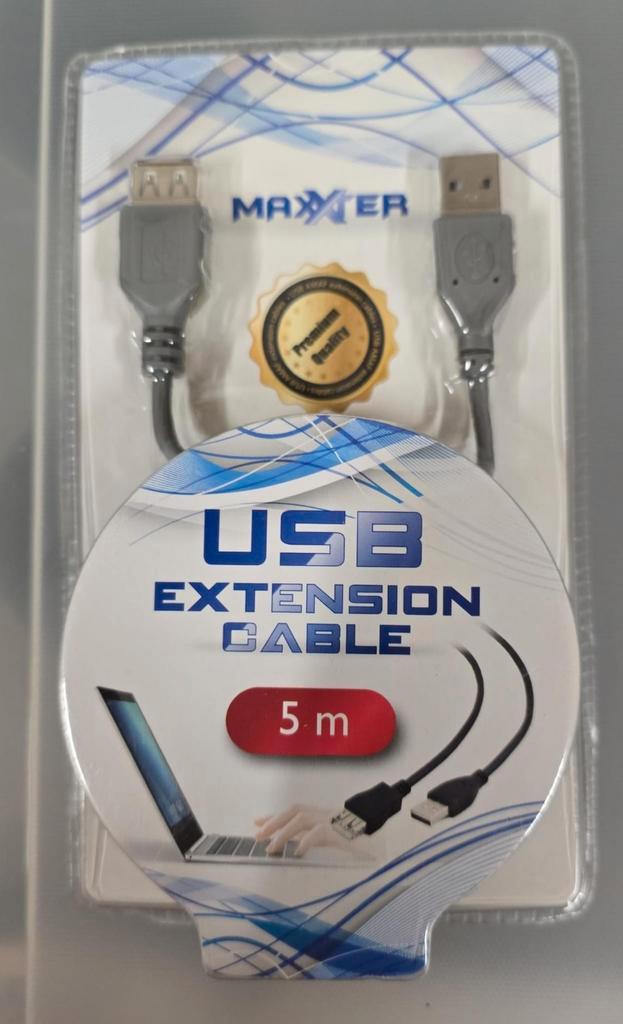 Maxxter USB verlengkabel - 5 meter, Computers en Software, Pc- en Netwerkkabels, Nieuw, Ophalen of Verzenden