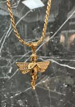 14k gouden massieve rope ketting met engel hanger 👼, Ophalen of Verzenden, Nieuw, Goud