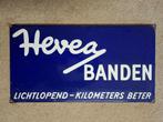 emaille reclamebord hevea banden langcat, Antiek en Kunst, Ophalen of Verzenden