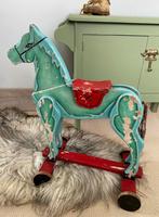 Brocante houten paard op wieltjes, Antiek en Kunst, Ophalen