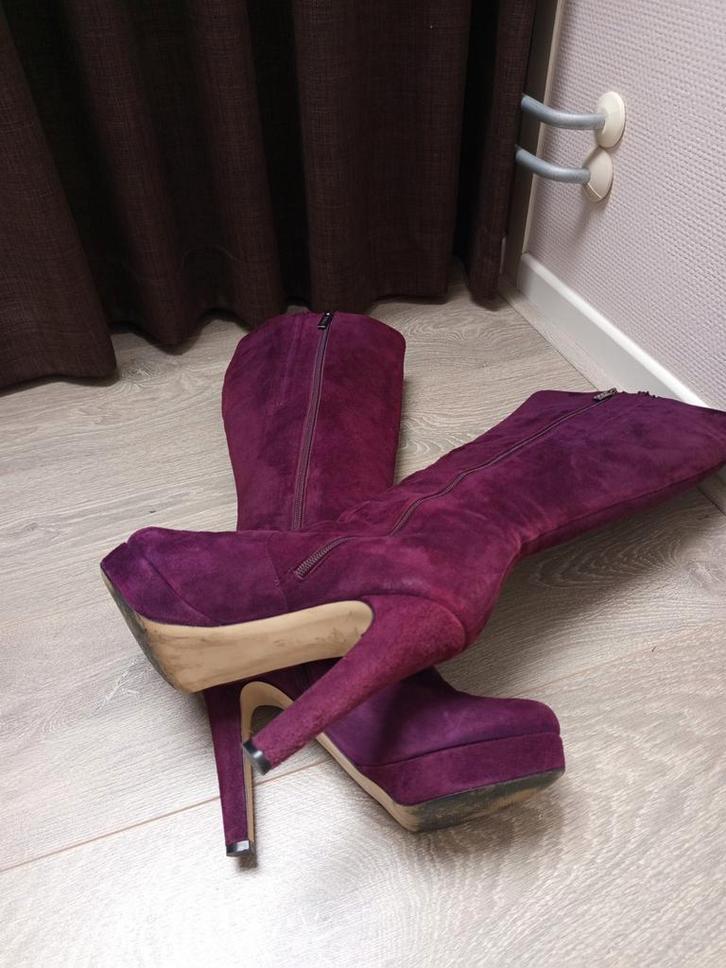 Duo Boots Suède Laarzen - Brede Schacht, Kleding | Dames, Schoenen, Zo goed als nieuw, Hoge laarzen, Overige kleuren, Ophalen of Verzenden