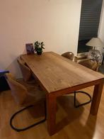 Eettafel met MXSOFA stoelen, Huis en Inrichting, Stoelen, Ophalen, Gebruikt, Bruin, Vier