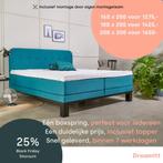Luxe Dreamitt Boxspring + topper 200x200 (direct leverbaar), Overige maten, 200 cm, Verzenden, Blauw