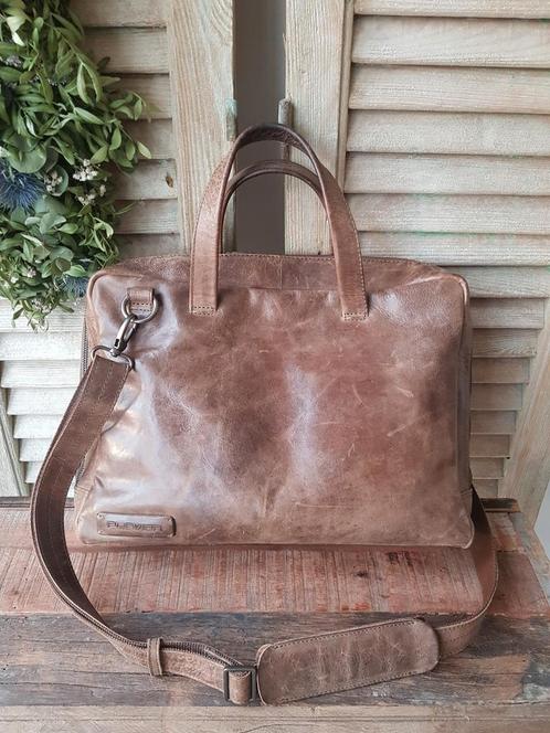Echt leren laptop tas bruin van dure merk Plevier, Sieraden, Tassen en Uiterlijk, Tassen | Schoudertassen, Zo goed als nieuw, Overige merken